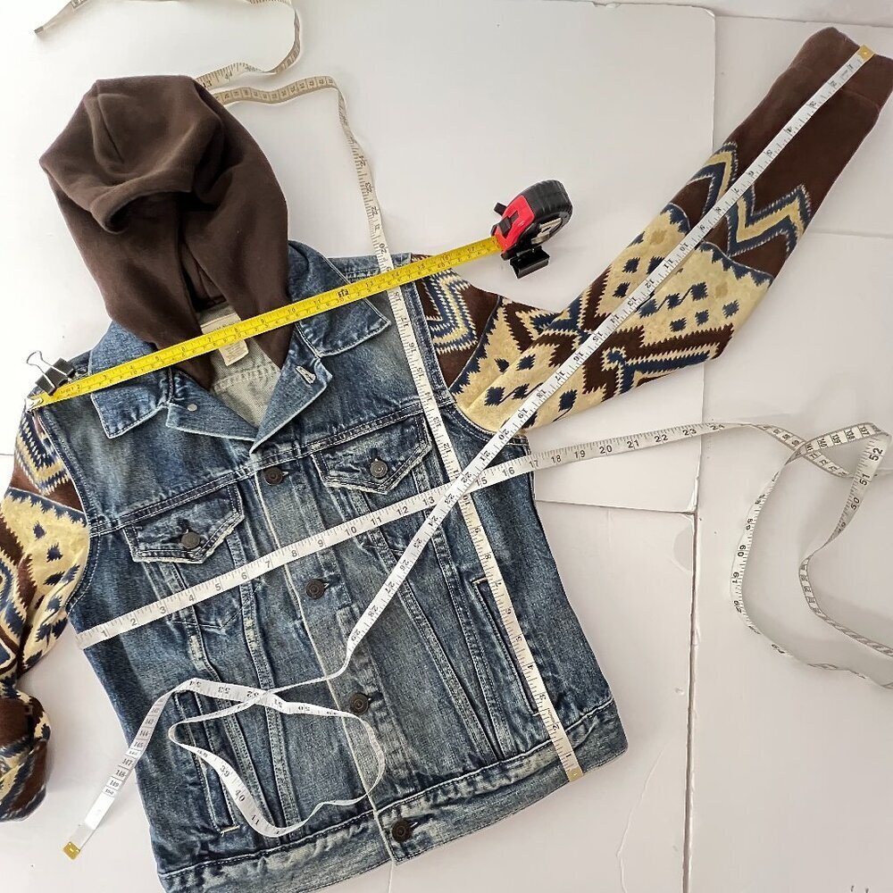 Sz S - Ralph Lauren Denim & Supply Southwest Knit-Sleeve Trucker Denim Jacket‎ - Picture 13 of 13